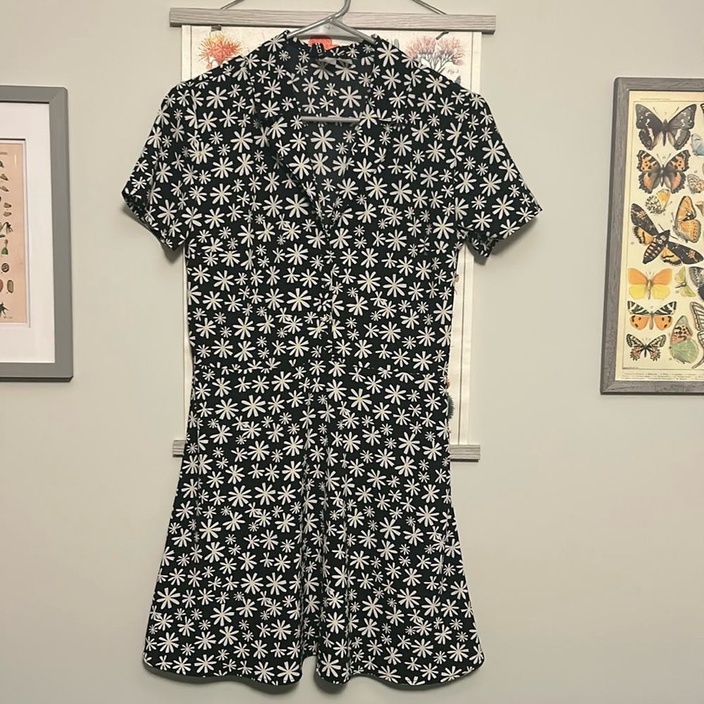 Black daisy patterned dress